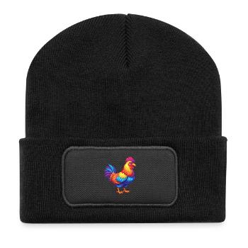 Poule coloré Kawaii dessin animé Personnage Clipart - Beanie recyclé à patch - noir - Devant