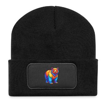 Bear Colorful Kawaii Cartoon Character Clipart - Recycled Patch Beanie - black - Front