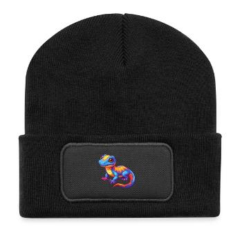 Salamander Colorful Kawaii Cartoon Character - Recycled Patch Beanie - black - Front