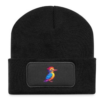 Woodpecker Colorful Kawaii Cartoon Character - Recycled Patch Beanie - black - Front