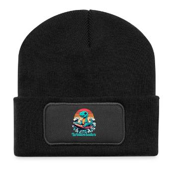 Mignon T-Rex Surfer Surfer Cadeau de surf - Beanie recyclé à patch - noir - Devant