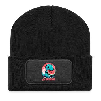 Süßer T-Rex Wassermelone Arbusik Geschenk - Recycelte Patch Beanie - Schwarz - Vorne