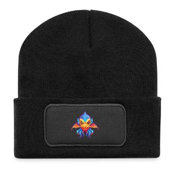 Vampir Tintenfisch Bunt Kawaii Cartoon Meerestier - Recycelte Patch Beanie - Schwarz - Vorne
