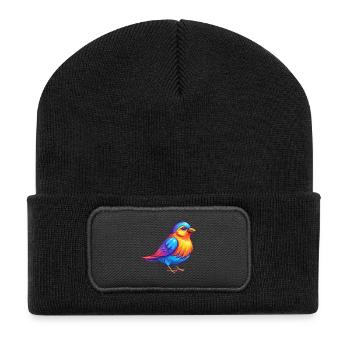 Oiseau Emberiza Personnage de dessin animé Kawaii coloré - Beanie recyclé à patch - noir - Devant
