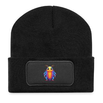 Seelaus buntes Kawaii Cartoon Meerestier - Recycelte Patch Beanie - Schwarz - Vorne