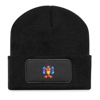 Hummer Buntes Kawaii Cartoon Meerestier - Recycelte Patch Beanie - Schwarz - Vorne