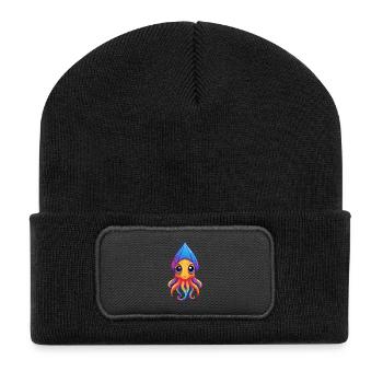 Flaschenschwanz Tintenfisch Bunte Kawaii Cartoon Clipart - Recycelte Patch Beanie - Schwarz - Vorne