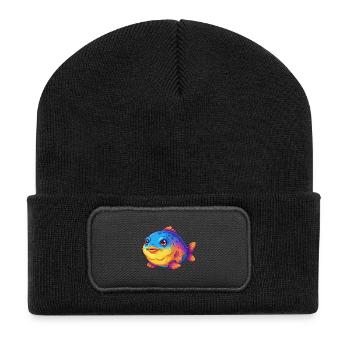 Blobfish Buntes Kawaii Cartoon Meerestier - Recycelte Patch Beanie - Schwarz - Vorne