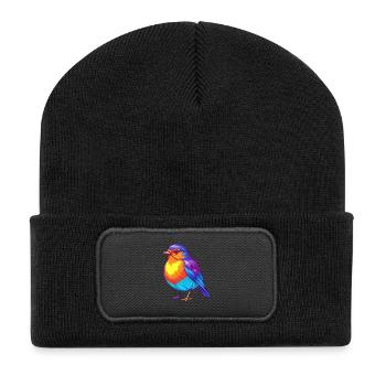Robin américain Personnage de dessin animé kawaii coloré - Beanie recyclé à patch - noir - Devant