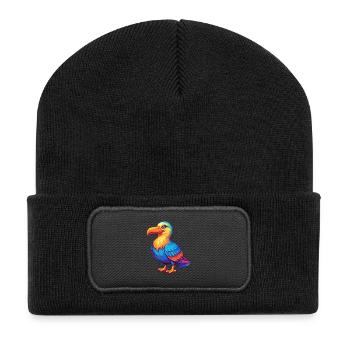 Albatross Colorful Kawaii Cartoon Character Bird - Recycled Patch Beanie - black - Front
