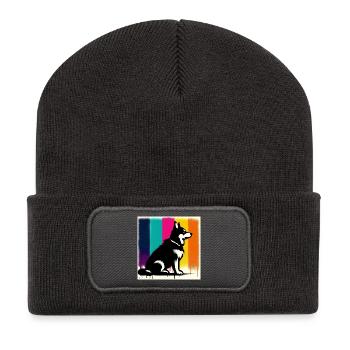 Hund - Recycelte Patch Beanie - Dunkelgrau - Vorne