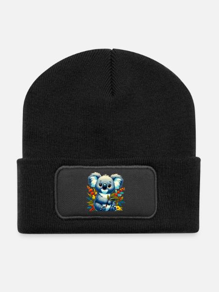 Koala - Recycelte Patch Beanie - Schwarz