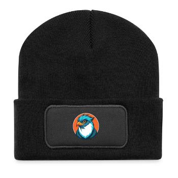 Coucou oiseau mignon Kawaii dessin animé Animal Animal Logo - Beanie recyclé à patch - noir - Devant