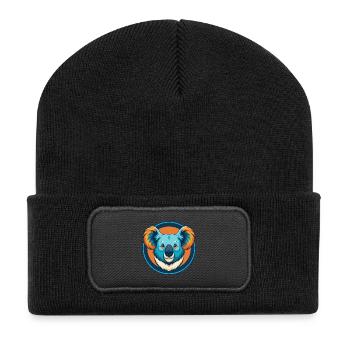 Koala Niedliche Kawaii Cartoon Clipart Tier Haustier Logo - Recycelte Patch Beanie - Schwarz - Vorne
