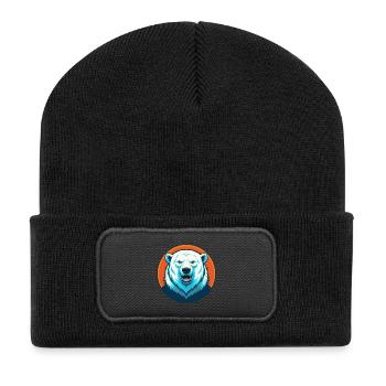 Polar Bear Cute Kawaii Cartoon Animal Pet Logo - Recycled Patch Beanie - black - Front