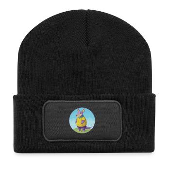 Armadillo Cute Kawaii Cartoon Clipart Animal Pet - Recycled Patch Beanie - black - Front