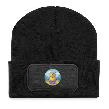 Bear Cute Kawaii Cartoon Clipart Animal Pet - Recycled Patch Beanie - black - Front
