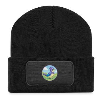 Jay Bird Cute Kawaii Cartoon Clipart Animal Pet - Recycled Patch Beanie - black - Front