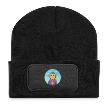 Monkey Cute Kawaii Cartoon Clipart Animal Pet - Recycled Patch Beanie - black - Front
