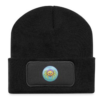Spider Cute Kawaii Cartoon Clipart Animal Pet - Recycled Patch Beanie - black - Front