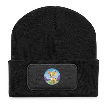Chihuahua Dog Cute Kawaii Cartoon Clipart Animal - Recycled Patch Beanie - black - Front
