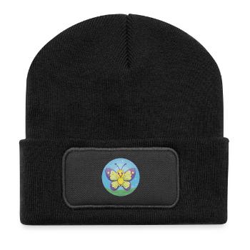 Butterfly Cute Kawaii Cartoon Clipart Animal Pet - Recycled Patch Beanie - black - Front