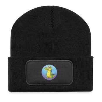 Crocodile Mignon Kawaii Dessin animé Clipart Animal de compagnie - Beanie recyclé à patch - noir - Devant