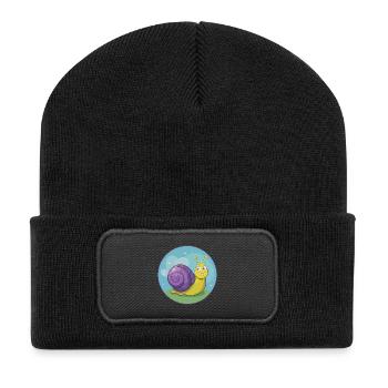 Snail Cute Kawaii Cartoon Clipart Animal Pet - Recycled Patch Beanie - black - Front