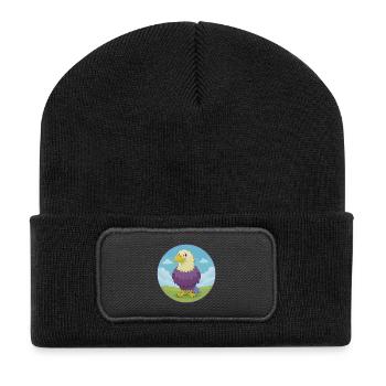 Eagle Cute Kawaii Cartoon Clipart Animal Pet - Recycled Patch Beanie - black - Front