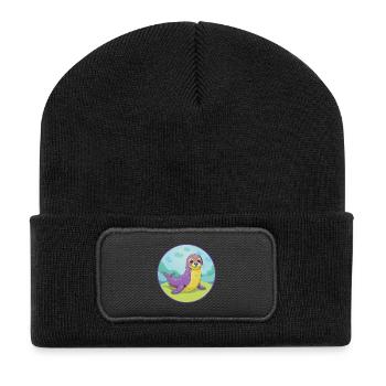 Siegel Niedliche Kawaii Cartoon Clipart Tier Haustier - Recycelte Patch Beanie - Schwarz - Vorne