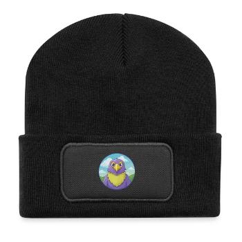 faucon mignon kawaii dessin animé clipart animal de compagnie - Beanie recyclé à patch - noir - Devant