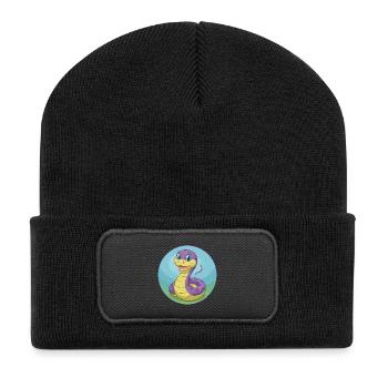 Snake Cute Kawaii Cartoon Clipart Animal Pet - Recycled Patch Beanie - black - Front