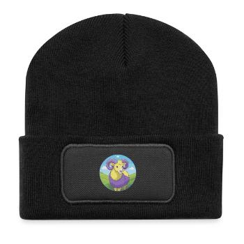 Ram Niedliche Kawaii Cartoon Clipart Tier Haustier - Recycelte Patch Beanie - Schwarz - Vorne