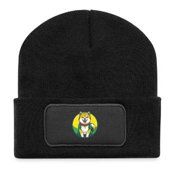 Akita Dog Cute Kawaii Cartoon Clipart Pet Animal - Recycled Patch Beanie - black - Front