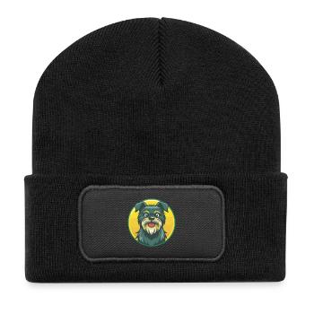 Affenpinscher Hund Niedliches Kawaii Cartoon Haustier Tier - Recycelte Patch Beanie - Schwarz - Vorne