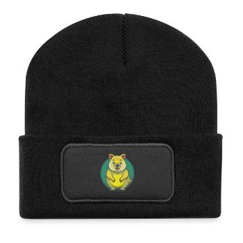 Quokka Cute Kawaii Cartoon Clipart Pet Animal - Recycled Patch Beanie - black - Front