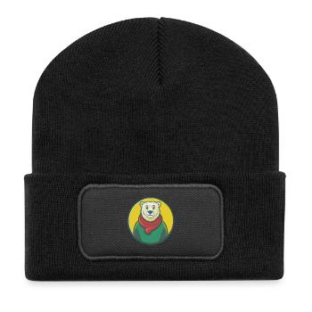 Polar Bear Cute Kawaii Cartoon Clipart Pet Animal - Recycled Patch Beanie - black - Front