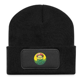 Méduse mignon Kawaii dessin animé Clipart Animal de compagnie - Beanie recyclé à patch - noir - Devant