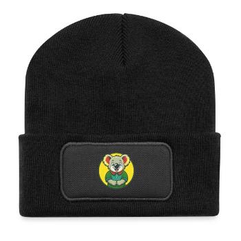 Koala Niedliche Kawaii Cartoon Clipart Haustier Tier - Recycelte Patch Beanie - Schwarz - Vorne