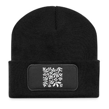 Abstrait Corail L Blanc Rose Pois - Beanie recyclé à patch - noir - Devant