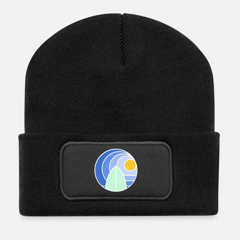 Surf Sundowner II (white) - Recycelte Patch Beanie - Schwarz