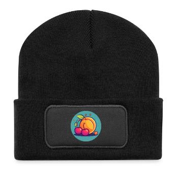 Summer fruits, apricot, cherries, sun and freedom - Recycled Patch Beanie - black - Front