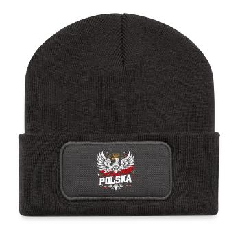 Poland Polska Polish Red White Eagle Crown Gift - Recycled Patch Beanie - dark grey - Front