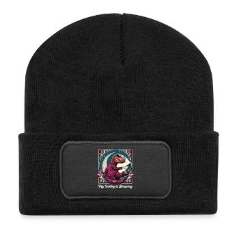 T-Rex Sleeping Hobby Cadeau - Beanie recyclé à patch - noir - Devant