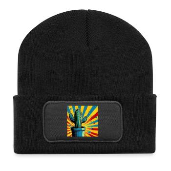 Kaktus 1 - Recycelte Patch Beanie - Schwarz - Vorne
