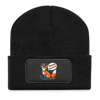 Cowboy Fox Says Yeehaw! Funny Western Cartoon - Recycled Patch Beanie - black - Front