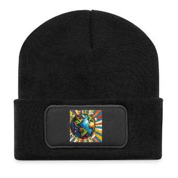 Kugel 3 - Recycelte Patch Beanie - Schwarz - Vorne