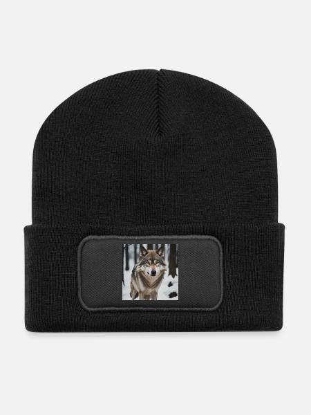 Loup - Beanie recyclé à patch - noir