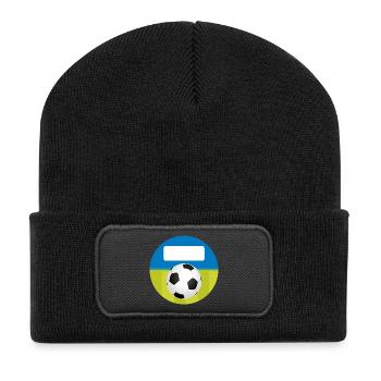 Stickers Ecole Rond - Football Bleu Vert - Beanie recyclé à patch - noir - Devant