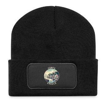 Corfu Greece travel design - Recycled Patch Beanie - black - Front